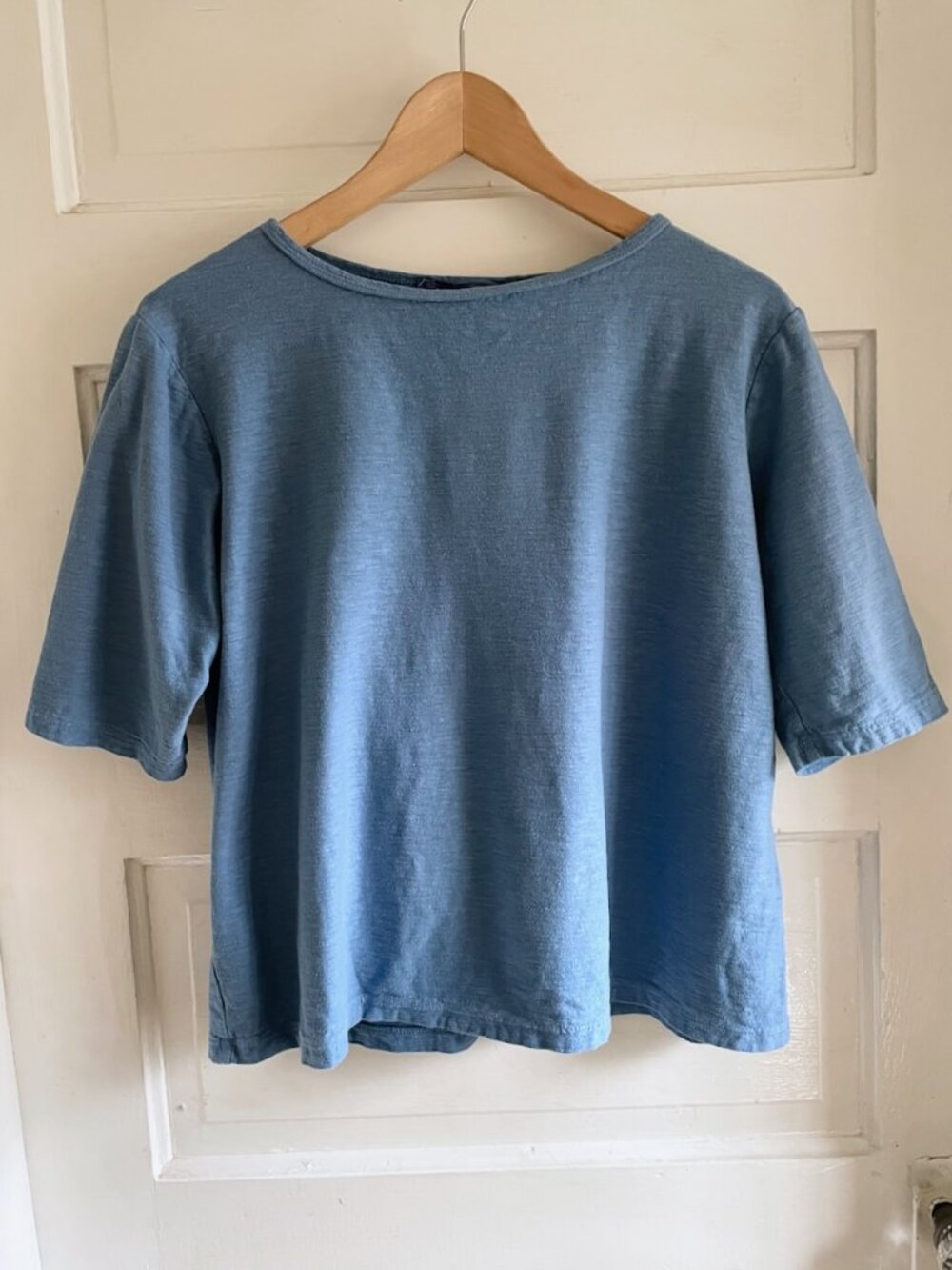 Cut Loose Boxy Sky Blue Linen & Cotton Blend Tee S *Runs L